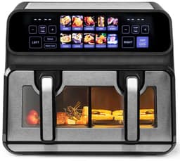 Digitale Airfryer Sinaopus 802 XXL 9L – Heteluchtfriteuse met Dubbele Mand en DualMand Onafhankelijke Snelle Opwarming – Voor Gezinnen – 10 Programma’s – Kijkvenster – Makkelijk te Reinigen – Capaciteit voor 4 Personen — thumbnail 1