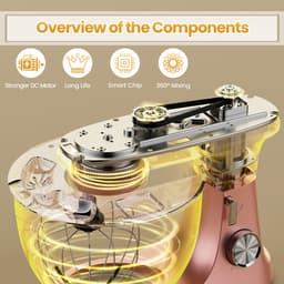 Royal Swiss® – Keukenmachine 2000W – 8.5L RVS Mengkom – Planetair Mengsysteem – 6 Snelheden – Pink — thumbnail 4