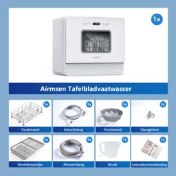 AIRMSEN Mini Vaatwasser - Met Waterontharder - Vrijstaand - Ingebouwd Watertank 5L - 9 Programma's - 6 Couverts - Wit — thumbnail 14