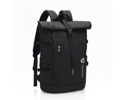 TRAVBAG® APEX - Rolltop - Dames & Heren - Rugzak - Rugtas - Waterafstotend - 30-40L - USB Oplaadpoort - Laptopvak 15.6 inch - Kantoor - Laptop - Zwart