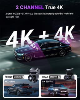 Vantrue S1 Pro Max 4K+4K (2160P+2160P) dashcam voor en achter, dubbele dashcamera met Starvis2 HDR PlatePix nachtzicht, 5 GHz WiFi, GPS, optionele Lte, parkeermodus — thumbnail 2