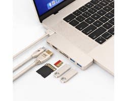 M-TECK MacBook Air/Pro USB-C - Dock - HUB - Splitter - 1 x HDMI 4K60Hz - 1 x Thunderbolt - 2 x USB3.0 - SD/MicroSD kaartlezer - M1/M2/M3/M4- Kleur: Starlight