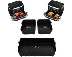 Airfryer Accessoires Gescht voor Ninja Foodi flexdrawer AF500EU 10,4 L, 3 stuks siliconen vorm, herbruikbare airfryer-accessoires, heteluchtfriteuse accessoires voor Ninja Foodi flexdrawer AF500EU