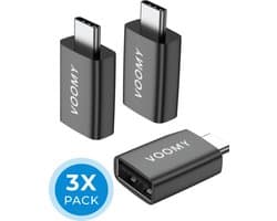 3x Voomy USB C naar USB A Adapter - USB naar USB C Converter - USB-C Male & USB-A Female - Geschikt voor Telefoon, Tablet & Laptop - Space Grey