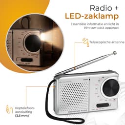 Caliber Noodradio - Radio op Batterijen - Draagbare Radio - Met Zaklamp — thumbnail 3