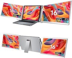 Virello® Dual Flip 16” - Portable Monitor - Inclusief Beschermhoes - Draagbaar Beeldscherm - Draagbare Monitor - Full HD - IPS - Grijs - 2 jaar garantie
