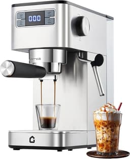 Koffiezetapparaat - 3-In-1 Functie: Espresso, Cappuccino en Latte Macchiato - Melkopschuimer - 1350 Watt - 20 Bar - 1,25 Liter Watertank - digitaal LED-display - Zilver — thumbnail 1
