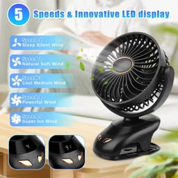 Compacte 3-in-1 USB-ventilator met 5 snelheden en LED-display voor thuis en onderweg — thumbnail 4