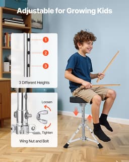 VEVOR Drumset 3-Delig Drumstel voor Kinderen met 14-Inch (35,6 Cm) Bastrommel Blauw — thumbnail 3