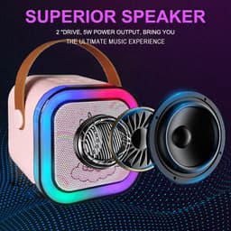 MOBO Karaoke Set Met 2 draadloze Microfoons - Draagbare Bluetooth USB LED Luidspreker Roze - KaraokeSet - Muziekspeler - Roze — thumbnail 2