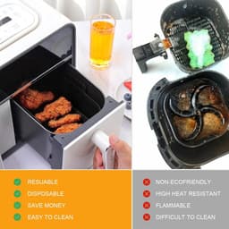 2-delige Airfryer accessoire pads - Siliconen Airfryer pads - Zwart - 19,5*16,5 cm — thumbnail 2