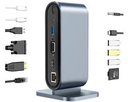12-delig USB c-hub multifunctioneel c-laptopstation met geintegreerde kabeldocking station USB 3.0 - tot 5gbps voor de overdracht van grote bestanden binnen enkele seconden