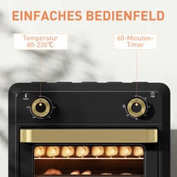 Homcom Air Fryer Oven-Roestvrij staal, gehard glas-32L x 27,2B x 29,8H cm-Zwart — thumbnail 8