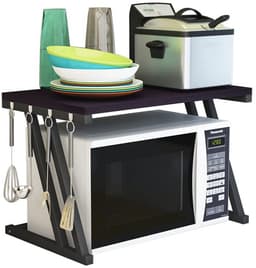 Mikrowave Houten Rek met Haken - Kookgerei en Opslagrek voor Keuken (57 x 38 x 38 cm) — thumbnail 1