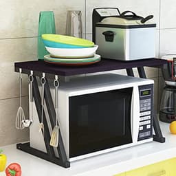 Mikrowave Houten Rek met Haken - Kookgerei en Opslagrek voor Keuken (57 x 38 x 38 cm) — thumbnail 3