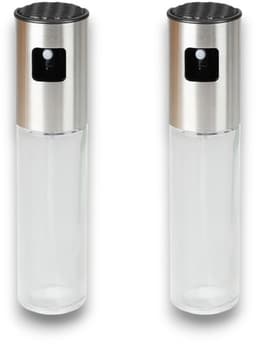 Olijfolie Sprayer Set – (2 stuks) – 100 ml – RVS/glas navulbare oliedispenser – fijne nevel voor salade, airfryer & barbecue — thumbnail 1