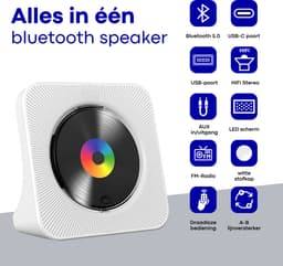 Vizual CD Speler - Compact 3-in-1 met CD, Radio en Bluetooth – 2 stuks - Draagbare CD-Speler met HiFi Speakers, FM Radio, LCD Scherm en USB ingang — thumbnail 3