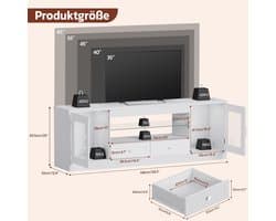 Moderne RGB Gaming TV-Kast 148 cm voor 55-65 inch Televisies – Laden, Verstelbare Planken & LED-Verlichting – Entertainmentcentrum voor Woonkamer & Slaapkamer – Stijlvol Minimalistisch Design Altameubel