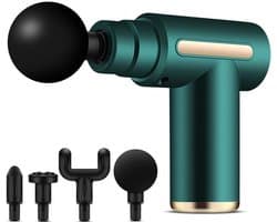 Mini spiermassagepistool - Draagbaar en stil - 6 snelheden en 4 koppen - Groen