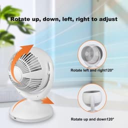 Stille tafelventilator met 4 snelheden en 120° helling instelbaar voor optimale luchtcirculatie in kantoor, slaapkamer en woonkamer — thumbnail 1