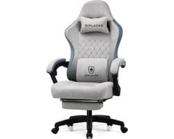 GTPLAYER - Gamingstoel Ergonomisch - Met Veerzitkussen en Voetensteun - Grijs