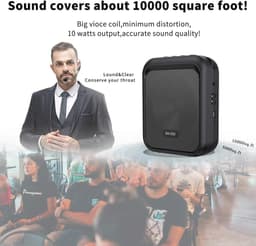 Draagbare Mini Stemversterker met Bluetooth en Bedrade Microfoon - 10W PA-systeem voor Leraren, Zang en Coaching — thumbnail 5