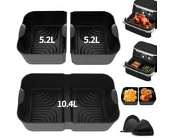 Ninja Airfryer Siliconen Accessoires 4-delig - Zwarte Bakplaten voor Ninja Foodi Flexdrawer 10.4L AF500DE/COSORI 10L - Ovenbestendig 240°C - Magnetron & Vaatwasserveilig - Herbruikbare Roosters — thumbnail 1