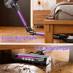 Gloovon® - Steelstofzuiger Draadloos - Stofzuiger Zonder Zak - 45 min Gebruikstijd - 120W - LED verlichting - Geschikt voor Dierenharen- Krachtig — thumbnail 4