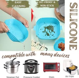 2 Stuks Silicone Air Fryer Liner - 6,5 Inch Herbruikbare Silicone Mand voor Airfryer - Hittebestendig en Antiaanbak — thumbnail 7