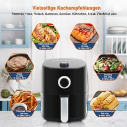 Mini Heteluchtfriteuse met Temperatuurregeling, 1400 Watt, 5-in-1 Multicooker voor Gezond Frituren en Koken — thumbnail 5