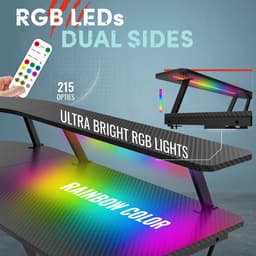 For The Win Hoekbureau - L-Vormig Game Bureau - 130x130x74 cm - Gaming Bureau met LED Verlichting - Incl. RGB Muismat - Monitor Standaard - Gaming Desk - Computer Tafel - Gaming Tafel — thumbnail 3