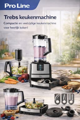 Pro Line Keukenmachine – 2 Snelheden – 1,2L Mengkom – 1,5L Blender – Inclusief Accessoires — thumbnail 3