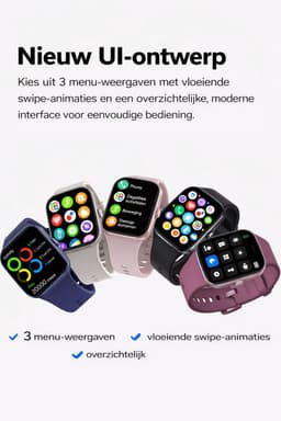 Evy24 Smartwatch - Smartwatch Dames en Heren - Stappenteller - Hartslagmeter - Slaapmonitor - Multisport - Geschikt voor Android en iOS - Zwart — thumbnail 5