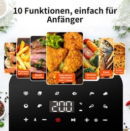 Compacte Airfryer met 10 Programma's - 4.5 Liter en 1500W Vermogen — thumbnail 3