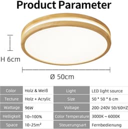 Ronde Dimkrachtige LED Plafondlamp met Afstandsbediening voor Woonkamer en Slaapkamer — thumbnail 5