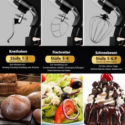 Krachtige Keukenmachine 2100W met 7.5L RVS Kom en Diverse Accessoires Zwart — thumbnail 2