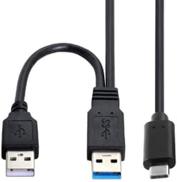 USB-C naar 2x USB-A Y-Kabel met Extra Stroomvoorziening voor Externe Harde Schijf en Mobiele Apparaten — thumbnail 4