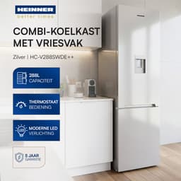 Heinner HC-V288SWDE++ Koel-vriescombinatie met Waterdispenser 288 L – Low Frost – Super Freezing – Mechanische Bediening – Omkeerbare Deur – Zilver – 5 Jaar Garantie — thumbnail 5
