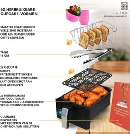 Stillstern Heteluchtfriteuse 2 kamers 8L Dual Zone Airfryer XXL (DE-versie), 2400W, Uitstekend 1,2 (Zeer goed), Friteuse Air Fryer, Receptenboek, Ontdooien & Warmhouden Heteluchtfriteuse Dubbele kamer, Air Fryers — thumbnail 4