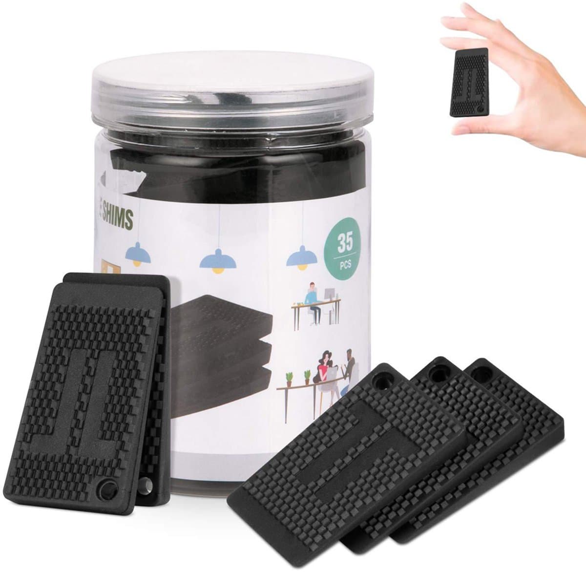 Mmgoqqt 35 Stuks - Plastic Niveauonderzetters - Wasmachine Koelkast Tafel Voetjes - Anti-Slip Trillingsdempend Voor Apparatuur — afbeelding 1