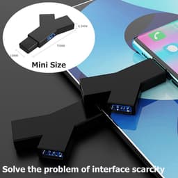 USB Hub 3 Poorten (2x USB 2.0 + 1x USB 3.0) - Mini Externe Adapter voor PC en Laptop - Zwart — thumbnail 5