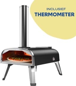 LIVIN' Pizzaoven Pellet - Pizzaovens voor buiten - 12" Pizzaoven - Pizza oven buiten - Pellet Pizza oven - Pizzaoven voor buiten - Pizza Oven Houtgestookte - Pizza Oven Tuin - Inclusief Thermometer - Draagbaar - 55*36*27 CM - RVS - Zwart — thumbnail 1