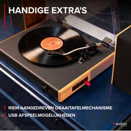 Retro Platenspeler - Audizio RP335BB - Platenspeler met boxen - Bluetooth - Voor alle LP’s - Bamboe — thumbnail 5
