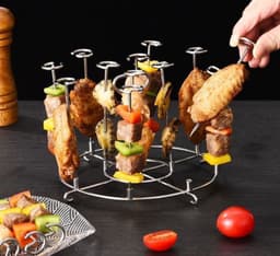 Grote accessoires voor de Airfryer van roestvrij staal 304: verticaal grillrek, korte grill voor spiesjes, magnetron, afneembare BBQ-spiesjes — thumbnail 2