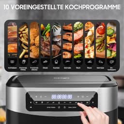 Heteluchtfriteuse 12L met 2 Laden, 10 Programma's en Zichtvenster – 2600W — thumbnail 2
