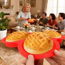 Keuken Siliconen Eierbakvorm - 3 Caviteiten Airfryer Moule - Multifunctioneel voor Oven, Microgolf, Airfryer - Etenveilig Silicone - Geschikt voor Eieren, Muffins, Kleine Taarten - Rood - Praktisch Bakken Accessoire — thumbnail 3