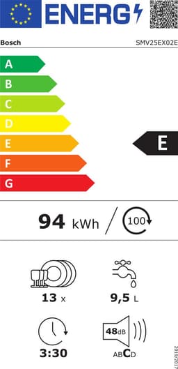 Bosch SMV25EX02E - Inbouwvaatwasser - E label - 13 couverts - Volledig ingebouwd - 48 dB - AquaStop-functie - Uitgestelde start timer — thumbnail 3