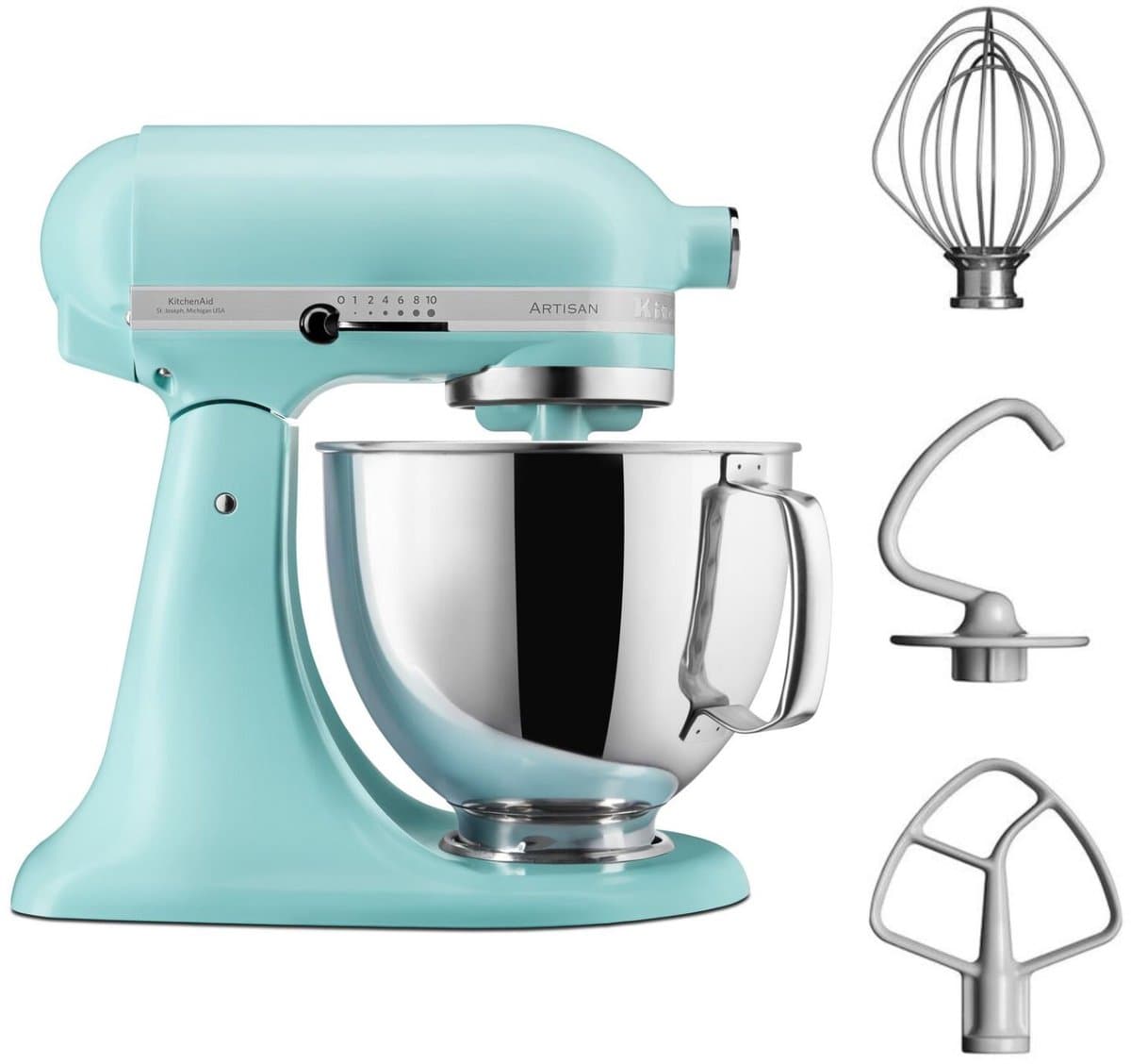 KitchenAid Artisan 5KSM125EMI - Keukenmachine - 4,8 L - Mineraalwater Blauw - 3 menghaken — afbeelding 1