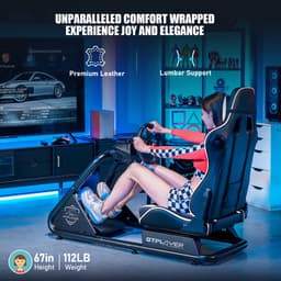 GTPLAYER - Simulator Cockpit - Met Luidsprekers en Stuurwiel Steun - Wit — thumbnail 4