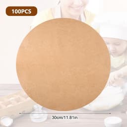 100 Sheets Diameter 30cm Round Air Fryer Baking Paper - Non-Stick - Heat Resistant voor Pizza Oven — thumbnail 2